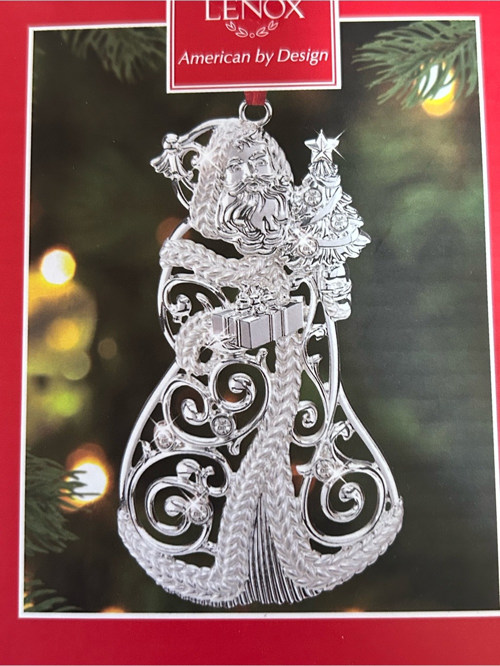 Lenox Silver Filigree Santa Ornament